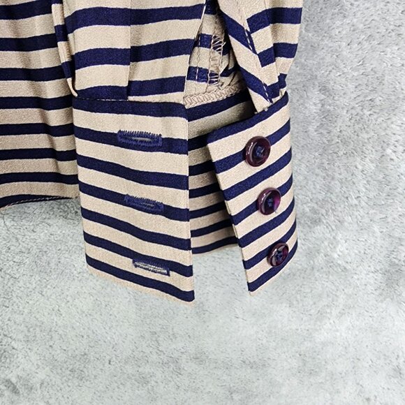 Women's Vintage Richard Warren Petites Blouse Top Striped Long Sleeve Size 8 - Picture 4 of 11